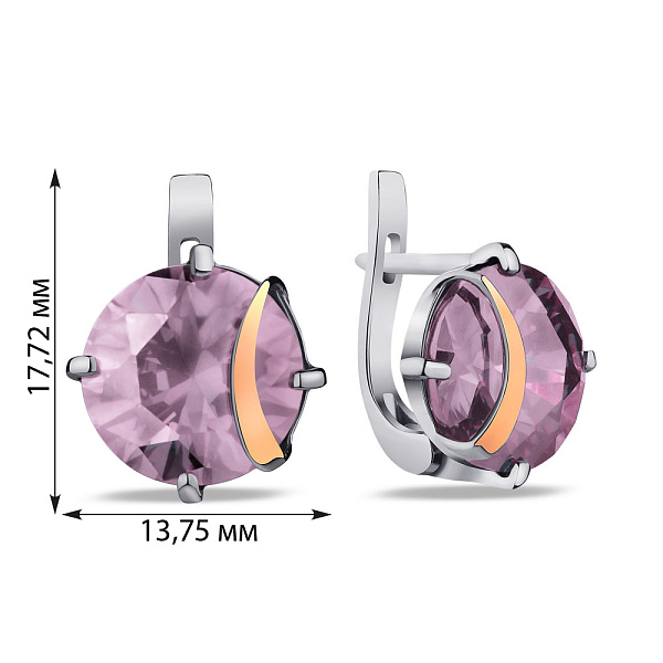 Сережки срібні з аметистом (арт. 7202/304Асп) – зображення 2