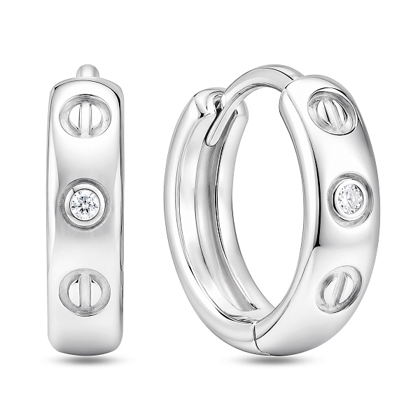 Серебряные серьги-кольца с фианитами (арт. 7502/10152/15) – изображение 1