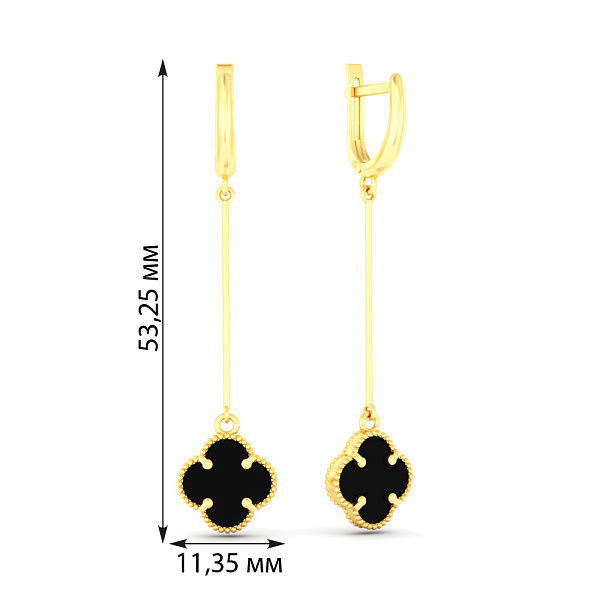Золоті сережки Конюшина з оніксом (арт. 110716/10жо) – зображення 2