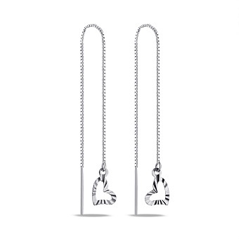 Фото Довгі срібні сережки Серце (арт. 7502/9674)