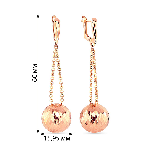 Сережки-подвески из золота с шариками (арт. 107592) – изображение 2