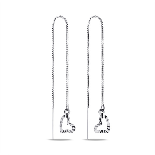 Довгі срібні сережки Серце (арт. 7502/9674) – зображення 1
