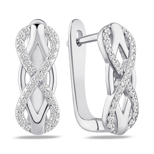 Серебряные серьги бесконечность с фианитами (арт. 7502/10309) – изображение 1