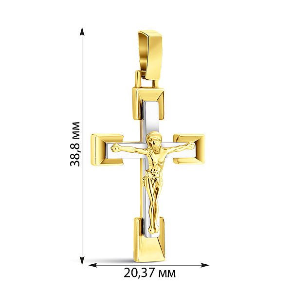 Хрестик з комбінованого золота з розп'яттям (арт. 501524жбм) – зображення 2