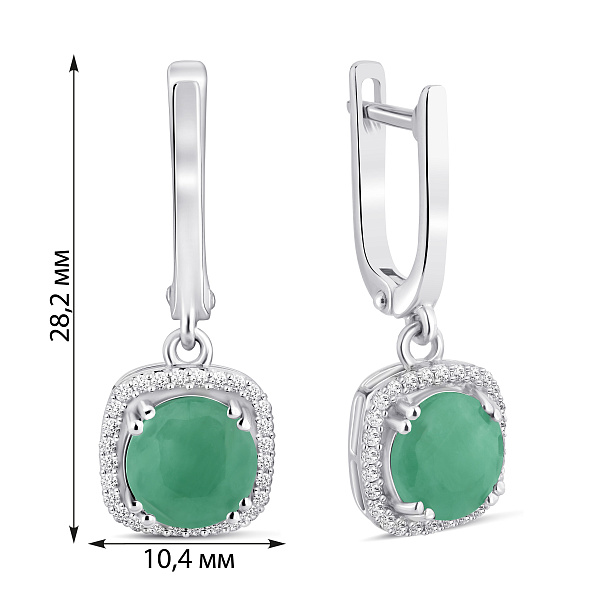 Серебряные серьги с изумрудом (арт. 7502/2194132Изм) – изображение 2