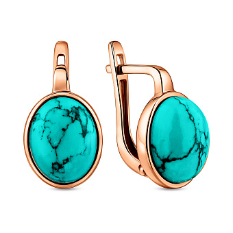 Фото Золотые серьги с бирюзой (арт. 111146ПюЗГ)