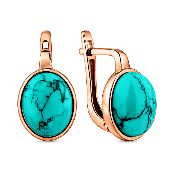 Золоті сережки з бірюзою (арт. 111146ПюЗГ) – зображення 1