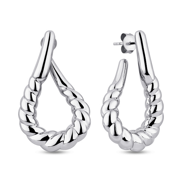 Широкие серьги-пусеты без камней (арт. 7518/7297) – изображение 1