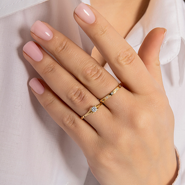 Золотое помолвочное кольцо с фианитом (арт. 140658ж) – изображение 2