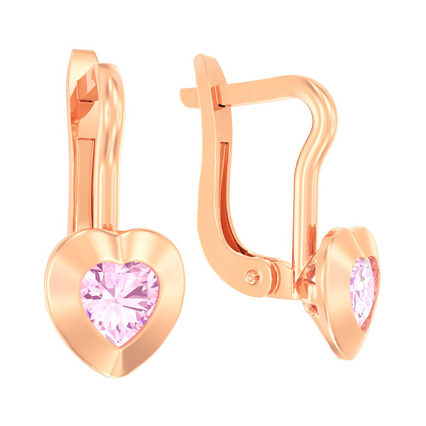 Дитячі золоті сережки «Серденька» з фіанітом (арт. 110517р) – зображення 1