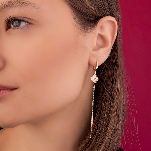 Сережки-підвіски з червоного золота (арт. 1091188/10а) – зображення 3