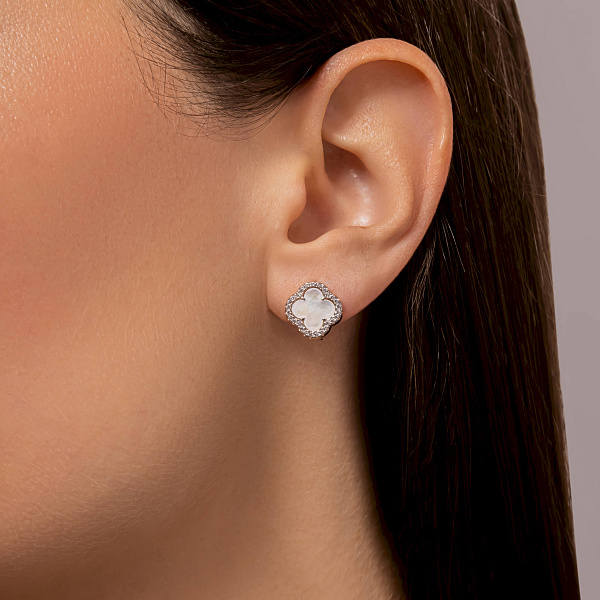 Серьги из красного золота с перламутром и фианитами (арт. 111446/8п) – изображение 3