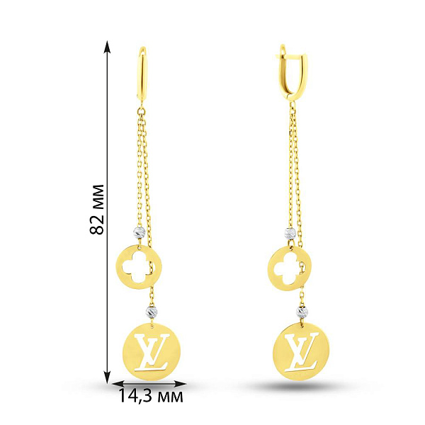 Серьги из желтого и белого золота (арт. 107261жб) – изображение 2