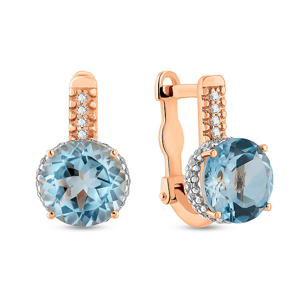 Золоті сережки з топазом і фіанітами (арт. 111100Пг) – зображення 1