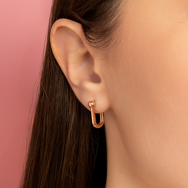 Сережки з червононого золота без каміння (арт. 1091697/15) – зображення 2