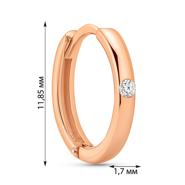Одинарна золота сережка з діамантом (арт. С011708Я) – зображення 2