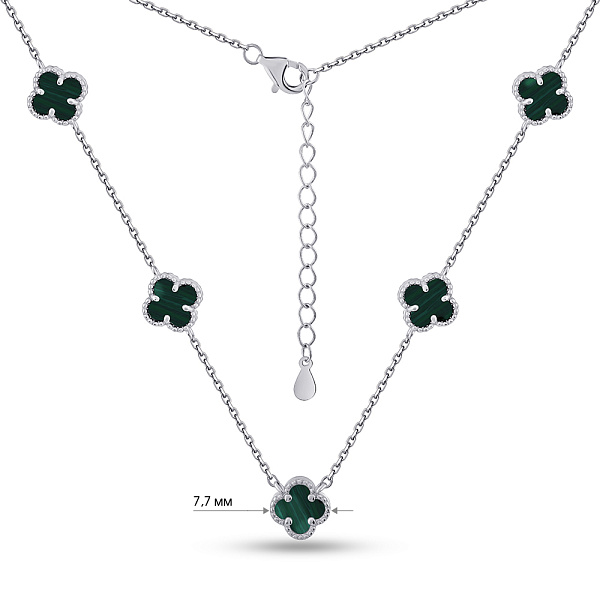 Серебряное колье Клевер с малахитом (арт. 7507/2212/7млх) – изображение 3