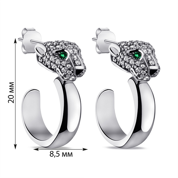 Срібні сережки з альпінітами та фіанітами (арт. 7518/6650аз) – зображення 2