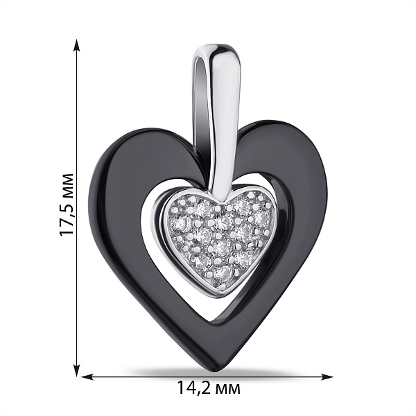 Кулон из керамики и серебра с фианитами (арт. 7503/ПК2ФК/1010) – изображение 2