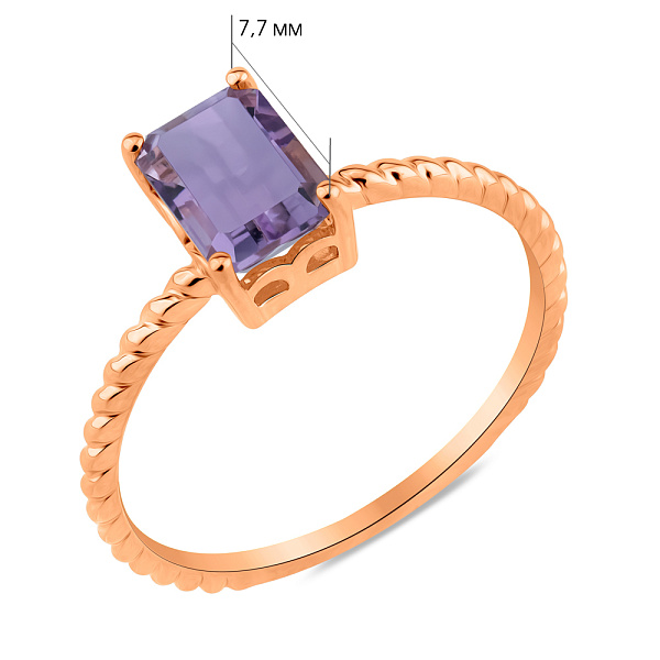 Каблучка з червоного золота з аметистом (арт. 141376Па) – зображення 5