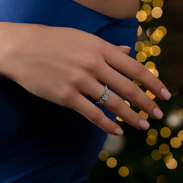 Золота каблучка з діамантами (арт. К341237050б) – зображення 3