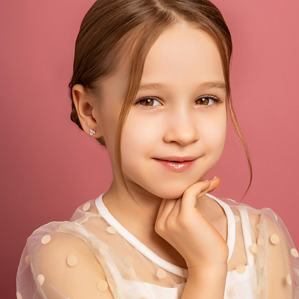 Золотые серьги пусеты с фианитами (арт. 110297) – изображение 4