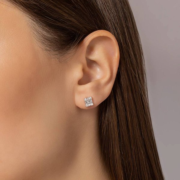 Сережки з білого золота з діамантами (арт. Т011514040б) – зображення 2