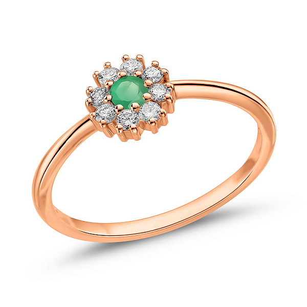 Каблучка з золота зі смарагдом і діамантами (арт. К011692и) – зображення 3