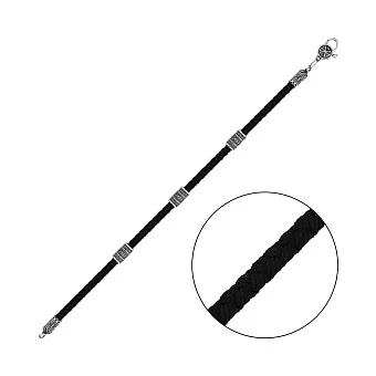 Браслет з шовкової нитки зі срібними вставками (арт. 7909/268брю)