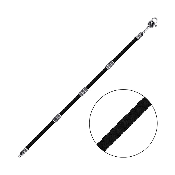 Браслет з шовкової нитки зі срібними вставками (арт. 7909/268брю) – зображення 1