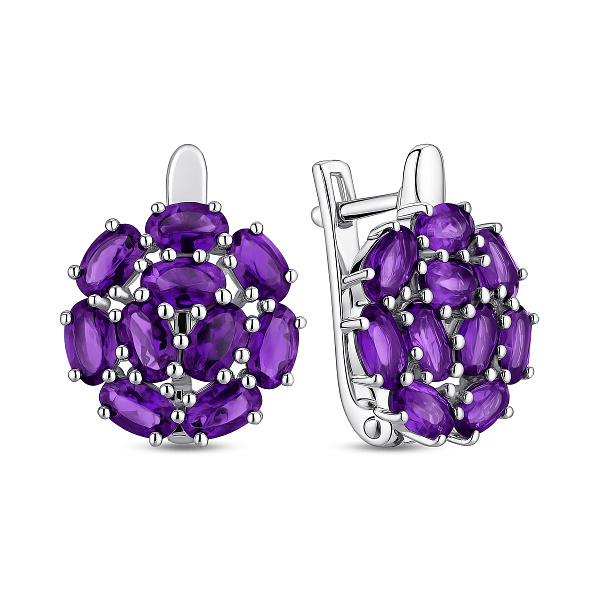 Серебряные серьги с аметистами (арт. 7502/2193913А) – изображение 1