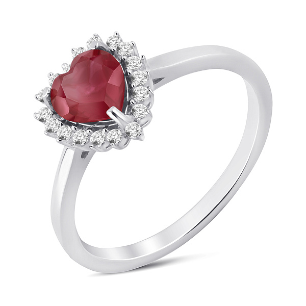 Серебряное кольцо Сердце с рубином (арт. 7501/2187974Р) – изображение 1