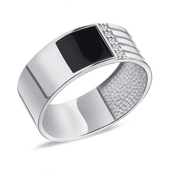 Печатка из серебра с эмалью и фианитами (арт. 7506/1639реч)