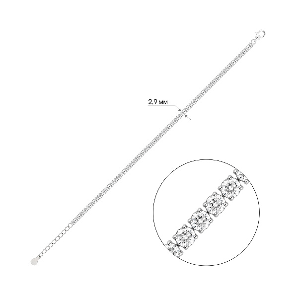 Серебряный браслет с фианитами (арт. 7509/1218/5) – изображение 2