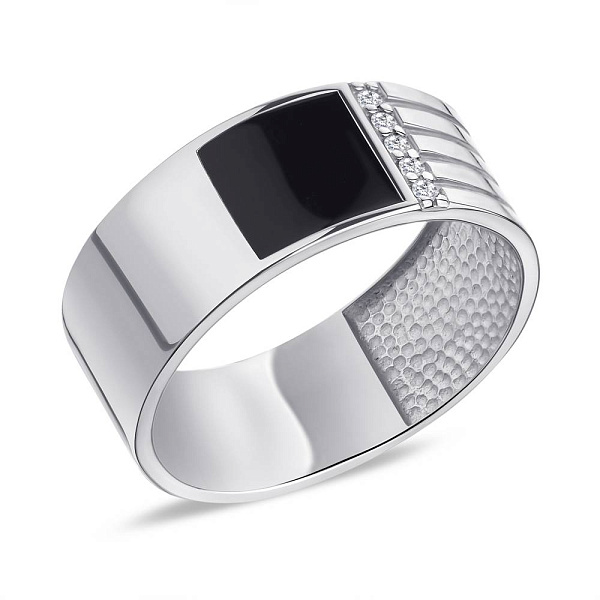 Печатка из серебра с эмалью и фианитами (арт. 7506/1639реч) – изображение 1