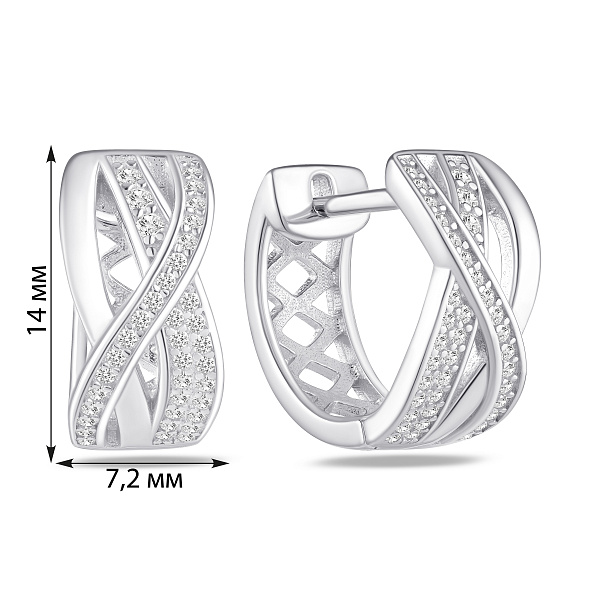 Серебряные серьги-кольца с фианитами (арт. 7502/10260/15) – изображение 2