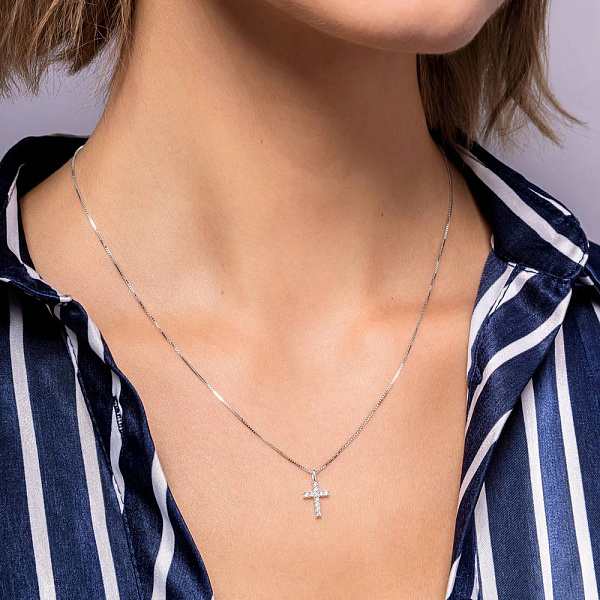 Кольє з білого золота з діамантами (арт. Ц011280010б/2) – зображення 3