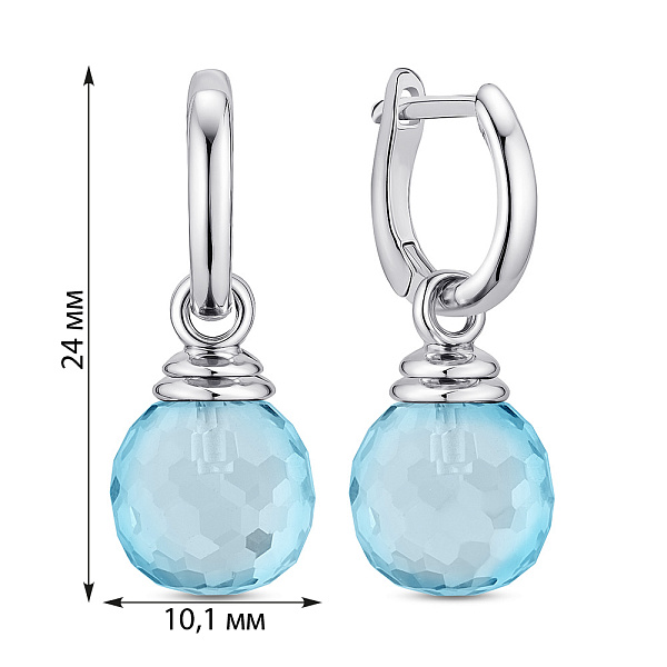 Серебряные серьги-подвески с крупным голубым фианитом (арт. 7502/2184737цг) – изображение 2
