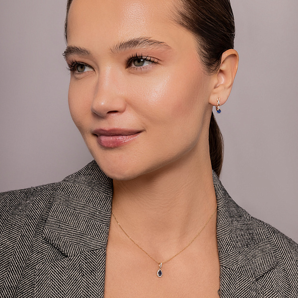 Сережки з червоного золота з сапфіром і діамантами (арт. С011322с) – зображення 5