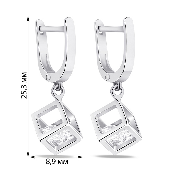 Серьги-подвески из серебра с фианитами (арт. 7502/1-0853.0.2) – изображение 2