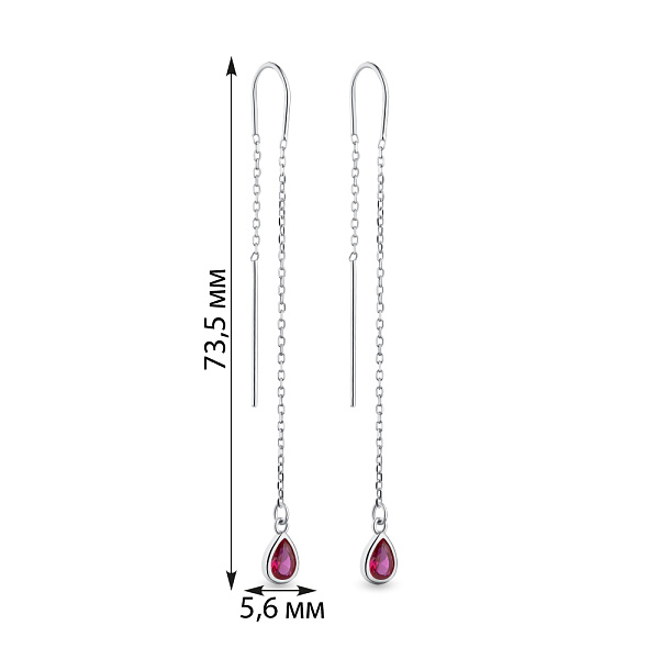 Серебряные серьги-протяжки с красным альпинитом (арт. 7502/4862ак) – изображение 2
