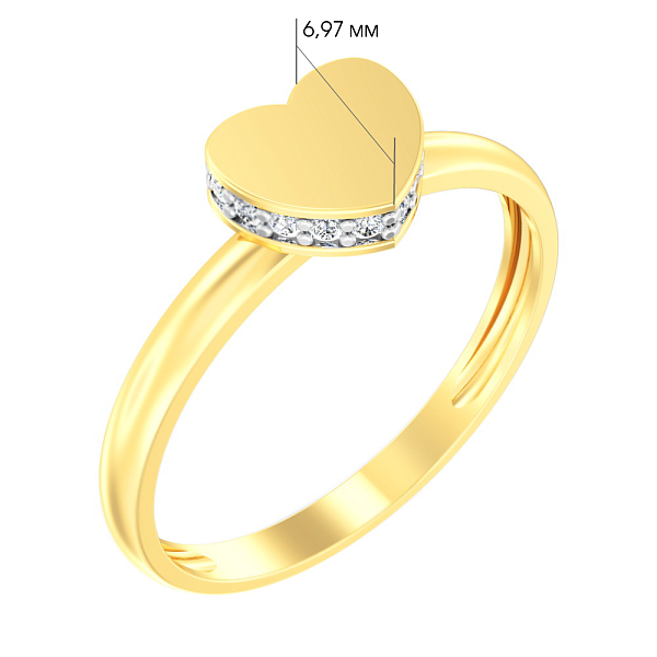 Золотое кольцо «Сердце» с фианитами (арт. 141077ж) – изображение 3