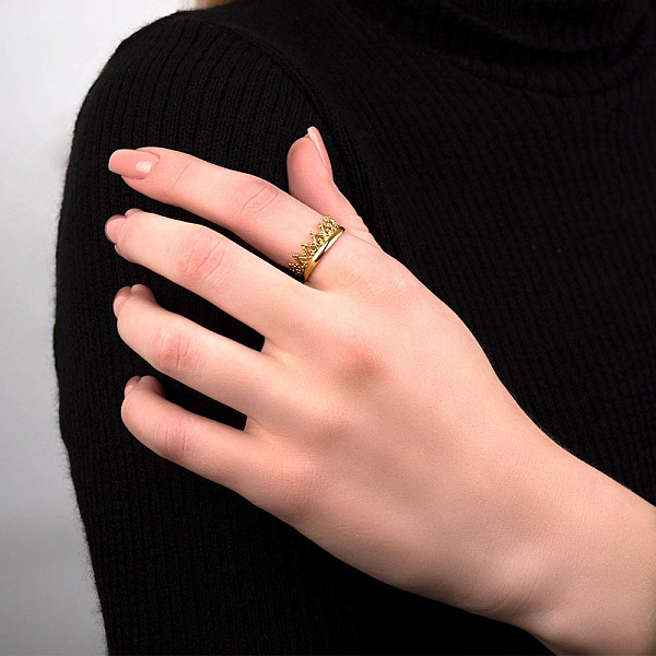 Золотое кольцо Корона (арт. 140739ж) – изображение 2