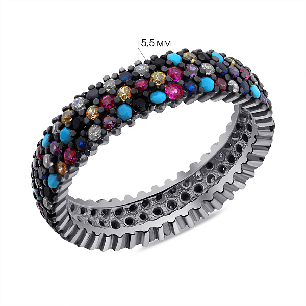 Срібна каблучка з альпінітами і фіанітами (арт. 7501/6441ацв) – зображення 2