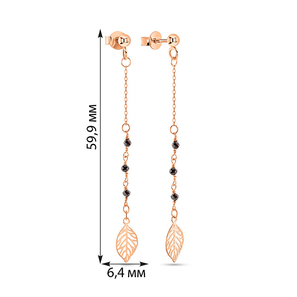 Золоті сережки-пусети з підвіскою на ланцюжку (арт. 109236о) – зображення 2