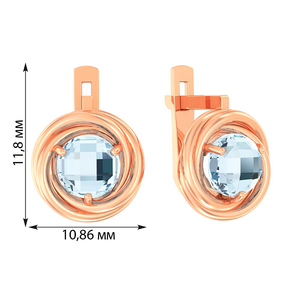 Золотые серьги с топазом  (арт. 110377Пг) – изображение 2