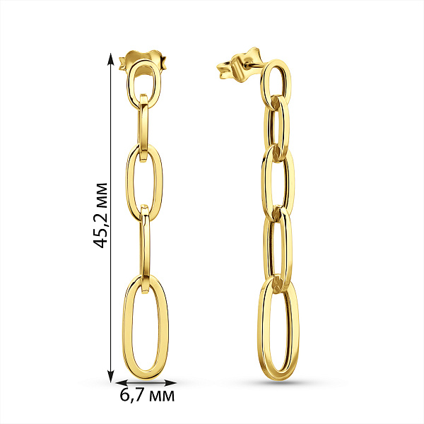 Золотые серьги-пусеты Звенья (арт. 1091944ж) – изображение 3
