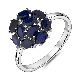 Серебряное кольцо Цветок с сапфирами (арт. 7501/1987759Спс)