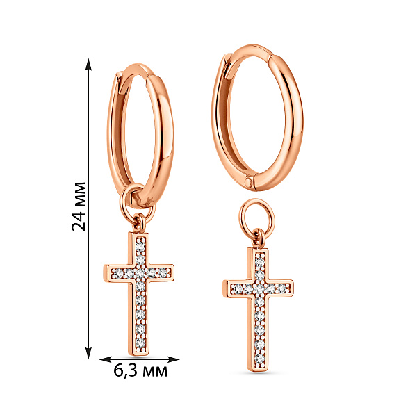 Серьги Крестики из золота с фианитами (арт. 110013) – изображение 4