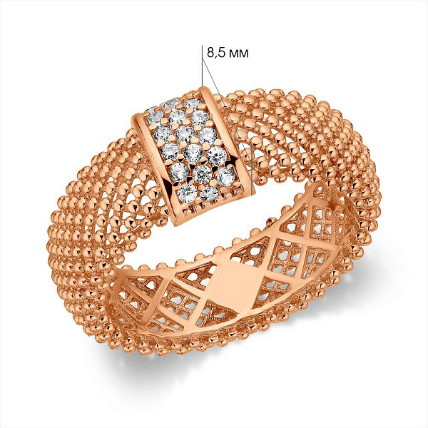 Кольцо из красного золота с фианитами (арт. 156723) – изображение 9